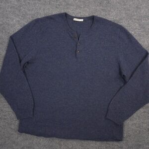 Marine Layer Sweater Henley Mens XXL Navy Re-Spun Merino Wool Blend Outdoor